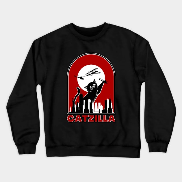 Catzilla Crewneck Sweatshirt by FullOnNostalgia